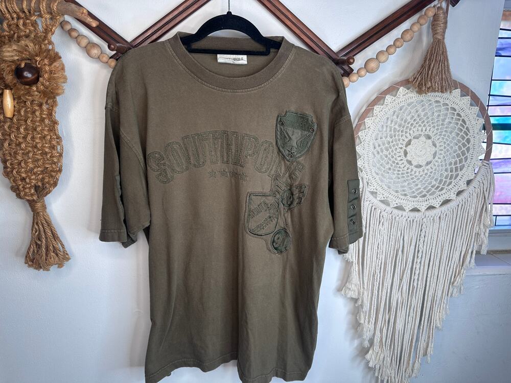 Vintage South Pole Y2K Green Military Patch T